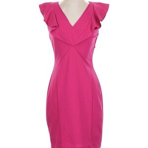 Elegant Pink Ruffle Sleeve Dress